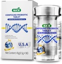 NAIK Probiotiques 1800 milliards CFU - 10 souches + prébiotiques organiques - Santé immunitaire, digestive et gorgée - Soutiens Constipation occasionnelle, diarrhée, gaz et ballonnement - pour les femmes et les hommes - 45ct