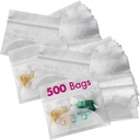 Pill Pouch Bags - (Pack of 500) 3" x 2,75" - BPA Free, Poly Bag Disposable Zipper Pillen Baggies, Daily AM PM Travel Medicine Organizer Storage Pouches, Best Clear Herbruikbaar met Write-on Labels