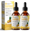 M inch Magnésium Glycinat liquide, haute absorption Magnésium gouttes liquides avec fibre de cellulose, Bromelain, vitamine B6, C, D, Zinc, supplément de magnésium pour les enfants et les adultes, ananas, 2 pack