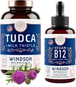 WINDSOR BOTANICA Tudca met Silymarin melkdistel en Vegan vitamine B12 vloeibaar - Gezondheidsondersteuning bundel