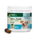 Petnc Natural Care Hondenhuid en Jas Supplement (60 Kauwtabletten), met Omega 3, EPA & DHA, bevordert gezonde huid & glanzende jas, voor honden 18 weken & ouder, lever smaak