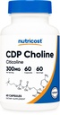 Nutricost CDP Choline (Citicoline) 300mg, 60 Vegetarische Capsules - Non-GMO, Vegetarische Vriendelijk, Glutenvrij ...