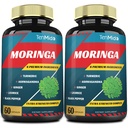 2 Packs Moringa Capsules, 4 Maanden Levering met Kurkuma, Ashwagandha, Ginger, Licorice, Black Pepper Immune Support, Energy Booster, Oleifera Leaf Herb Supplementen