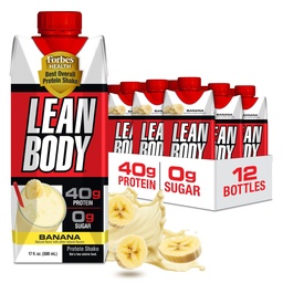 Labrada Lean Body Ready-to-Drink Banana Protein Shake,40g Protein,Whey Blend,0 Sugar,Gluten Free,22 Vitaminen & Minerals,17 Ounce (Recyclable Carton & Lid - Pack of 12) LABRADA