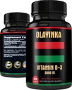 Vitamine D3 5000 IE - 125 mcg Vitamine D3 Supplementen voor vrouwen en mannen - Huidgezondheid, Spierfunctie en Immuniteitsondersteuning - Non-GMO, High Potency Vitamine D3 5000 IE, 3 maanden Levering