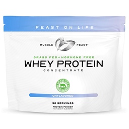 Muscle Feast Grass-Fed Wei Proteïne Concentraat Powder, Alle Natuurlijke, Hormone Gratis Pasture Verhoogd Wei Proteïne Poeder voor Vrouwen & Mannen, Schoon, Niet-GMO & Gluten Gratis Wei Concentraat - Ongearomatiseerd, 2lb
