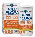 Vital Planet - Vital Flora Advanced Probiotic 100 Million CFU, 100 différentes souches, 10 prébiotiques organiques, soutien immunitaire, digestive du plateau de santé probiotiques stables pour les femmes et les hommes 30 capsules