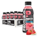 Boissons d'hydratation Protein2o - 2-en-1 Liquid Whey Protein Isolate and Electrolyte Drink - 20g Protéines, Vitamines B5, B6 - Récupération après l'entraînement - 16,9 Fl Oz - 12 Compte pastèque fraise