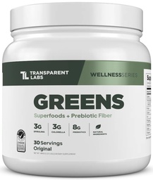 Transparante labs Prebiotic Greens - Superfood Powder & Antioxidants Supplement met Organische Spirulina, Chloerra, Acacia, & Green Banana Powder - 30 Serves, Unflavored