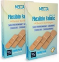 Flexibele hechtbandages voor comfortabele flexibele grote bescherming & wondverzorging van kleine sneden, scrapes, & wonden, diverse afmetingen (2-1/4"x5/8," 3"x3/4", 3"x1") - Twin Pack 100 CT Box
