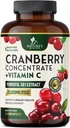 Cranberry Supplement Pillen 25.000mg - High Potency Vitamine C C Cranberry voor vrouwen en mannen, Urinaire Tract Health Support, Suikervrij, Glutenvrij, Non-GMO, Cranberry Concentrate Extract - 60 Capsules