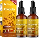4 oz Propolis Extract Drops - Propolis Tinctuur 2040mg Liquid Herbal Supplement Absorbs Better Than Capsules, 2 Month Supply, 84 Servations, Alcoholvrije Tinctuur - 2 Oz, Pack of 2