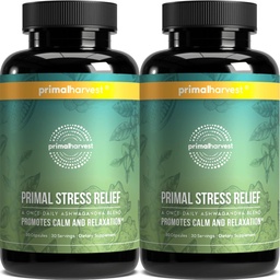 Primaire Oogst Stress Relief Supplement voor vrouwen en mannen Pure Ashwagandha Root Extract, L-Theanine Supplementen, 60 Capsules