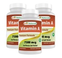 Meilleure vitamine naturelle A 25000 UI (7500 mcg), formule non-OGM soutient une vision et un système immunitaire sains et une croissance et une reproduction saines, 180 Softgels (180 Compte (paquet de 3))