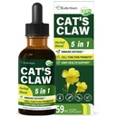 Cat's Claw kruid (Uña de Gato) Immune Support Liquid Drops, 5-in-1 Kruidensupplement met Echinacea & Elderberry Extract, Alcoholvrije Tinctuur voor Immunity Boost, Joint & Bone Health. 2 oz