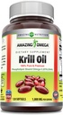 Verbazingwekkende Omega Krill Oil met Omega 3s EPA, DHA, Fosfolipiden en Astaxanthine 1000 Mg per Serving 120 softgels Supplement 