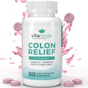 Colon Relief by VitaRange- Snelle Constipatie en opgeblazen Relief met Sunfiber Prebiotic Fiber en Pre + Probiotica voor de spijsverteringsgezondheid - 60 Kauwbare aardbeien tabletten 