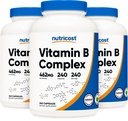 Nutricost High Potency Vitamine B Complex 462mg, 240 Capsules (3 flessen) - met vitamine C