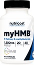 Nutricost myHMB Capsules 1.500MG Calcium HMB Per Serving, 60 Capsules, 20 Servings - Performance Line, Calcium B-Hydroxy B-methylbutyraat Monohydraat