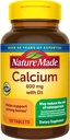 Nature Made Calcium 600 mg with Vitamine D3, Dieetsupplement voor Bone Support, 120 tabletten (verpakking van 3)