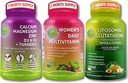 Multivitamine, Calcium & Liposomale Glutathion Trio - Plant-based Calcium, Magnesium, Zink, D3, K2 & Kurkuma + Vrouwen Dagelijks Multivitamine met IJzer + Liposomale Glutathion 500mg