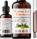 FabLab Mullein Leaf Extract met Vlierbes 4 Fl Oz - Made in USA - Drops for Better Lung - Mullein Tinctuur voor Lung Detox - Bronchial Cleanse voor Rokers - Respiratory Herbal Supplement