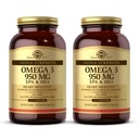 Solgar Triple Strength Omega 3 950 mg - 100 Softgels, pack de 2 - Soutient la santé des articulations et de la peau - Non-OGM, sans gluten, sans produits laitiers - 200 portions totales