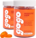 GOGO Fibres pour adultes, 60 comtes (paquet de 2) - Supplément de fibre d'inuline de racine de chicorée prébiotique - Fibre gommy quotidienne pour la santé des gourdes digestives - Non-OGM, végétalien et sans cruauté