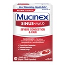 Mucinex Sinus-Max Max Sterkte Ernstige congestie & pijn Liquid Gels, 16ct