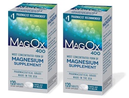 Mag-Ox 400 Magnesium Mineraal Dieetsupplement Tabletten, 483 mg Magnesiumoxide, Farmaceutische Graad, 120 Tellen, (verpakking van 2)