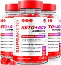 NutraRize (Pack of 3 Supra Keto ACV Gummies for Weight Loss, Premium Keto+ACV Gummies, All-Natural Apple Cider Vinegar Gummy, Advanced Formula, Official Supplement Reviews (180 Gummies)