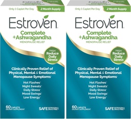Estroven Complete + Ashwagandha Multi-Symptoom Menopauze Supplement voor vrouwen - klinisch bewezen ingrediënten bieden Menopauze Relief & Night Sweats + Hot Flash Relief* - 4 maand aanbod (pakket van 2)
