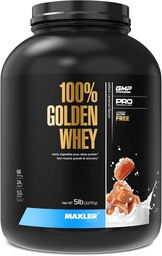 Maxler 100% Golden Whey Protein - 24g proteïne per portie - Premium Wei Proteïne Poeder voor Pre Post Workout - Fast-Absorbing Wei Concentrate, Isolaat & Hydrolysaat Blend - Gezouten Karamel 5 lb