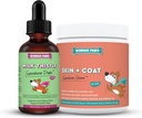 WONDER PAWS Lait Thistle gouttes Plus Peau + Coat Soft Chews - pour chiens Foie et soutien du rein, de la peau et de la peau et de la fourrure santé - Lait Thistle 2 Onces - Peau + Coat 70 Chews