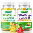 Citrate de potassium Gummies 1000mg, supplément de potassium de haute puissance Gummies pour adultes femmes et hommes, Gummies de potassium soutenir les crampes et la santé musculaire, ananas et saveur de fruits mélangés