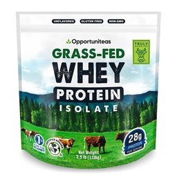 Opportuniteas Grass Fed Wei Isolaat Proteïne Poeder - Unflavored 28g Proteïne Poeder zonder kunstmatige zoetstoffen, Hormone-vrije koeien, Niet GGO - 2.5lb
