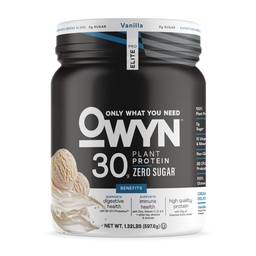 OWYN Alleen wat je nodig hebt Pro Elite High Protein Powder, 30g Vegan Protein voor workout herstel, Delicious Smooth Taste, Zero Sugar, Low Net Carbs, Vanille, 12 Servers (1.32 LB)