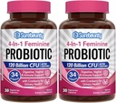Probiotiques pour les femmes, 120 milliards CFU 34 souches, prébiotiques, enzymes digestives, canneberge, 4-en-1 probiotique féminine, digestif, vaginal, soutien immunitaire, 60ct (paquet de 2)