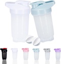Bouteilles de shaker Protein Shakes Cup et 10-Ounce/300ML Bouteilles de shaker avec boules de fouet, set de shakers de protéines, plastique non-BPA (Blanc+Blue(2PCS))
