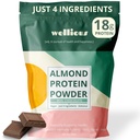 Wellious Amandel Proteïne Poeder (Chocolaat) - 18 Gram Pure Healthiest Vegan Protein for Women & Men - Perfect Glutenvrij, Soy-Free & Smooth Gut Friendly Protein Powder for Sports Nutrition