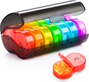 Yaklim Pill Organizer 2 keer per dag, Weekly Pill Box AM PM, Black Privacy Protection Daily Medicine Pill Organizer met grote BPA Gratis pil Case voor het vasthouden van vitaminen, visolie, supplementen (Rainbow)