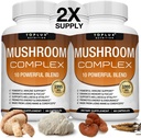 Toplux Mushroom Supplement Lions Mane & Cordyceps Reishi Chaga 10 Organic Mushroom Blend to Support Immune System, Memory, Focus & Clarity and Increase Energy, for Men Women, 60 Capsules