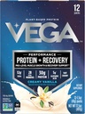 Vega Protein + Herstel - 30g Plant-Based Protein per Serving, Vanille, 12 x 1.6oz Sachets, 5g BCAA's, Probiotica, NSF Certified, For Shakes & Smoothies, (Verpakking mei Vary)
