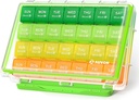 AUVON Vocht-Proof Maandelijkse pil Organisator, Grote 28 dagen pil doos geval met verwijderbare 4 weken Medicatie Organisator Rijen, Reizen-Vriendelijk op te slaan Visolie, Vitaminen, Supplementen, Medicijnen