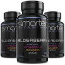 (3 Pack) Slimmere vlierbessencapsules + vitamine C + gember & zink, kruidensupplement, krachtige zwarte vlierbessenextract Antioxidant vitamine, 180 veganistische pillen