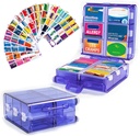 Grand organisateur de pilules avec étiquettes de médicaments, distributeur de pilules 12-Compartment Travel Medice Storage Case, boîte à pilules de 7 jours pour les vitamines et suppléments (Blue, 161 étiquettes)