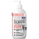 Huile de saumon sauvage de l'Alaska pour chiens - 16 oz de formule d'huile de poisson - Bouteille de bouchon de pompe - Contient Oméga-3 et 6, Vitamine D, EPA et DHA pour la peau et le manteau sains
