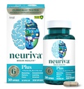 NEURIVA Plus Supplément Cerveau pour la mémoire, la concentration et la concentration + Fonction cognitive avec Nootropique cliniquement testée Phosphatidylsérine et neurofacteur, Vitamines B6 & B12, 30 Capsules de comptage