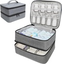 Reis Geneeskunde Organisator en Opbergzak - Dubbele Lagen Pillen Fles Organizer Bag voor Noodmedicijn, Complementen of Medische Kits, Zippered Lockable Lege Medicine Bag voor thuis (Grey, M)