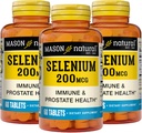MASON NATUURLIJKE Selenium 200 mcg - Antioxidant Supplement voor Immune Support & Prostate Health, Essential Trace Mineral, 60 tabletten (pakket van 3)